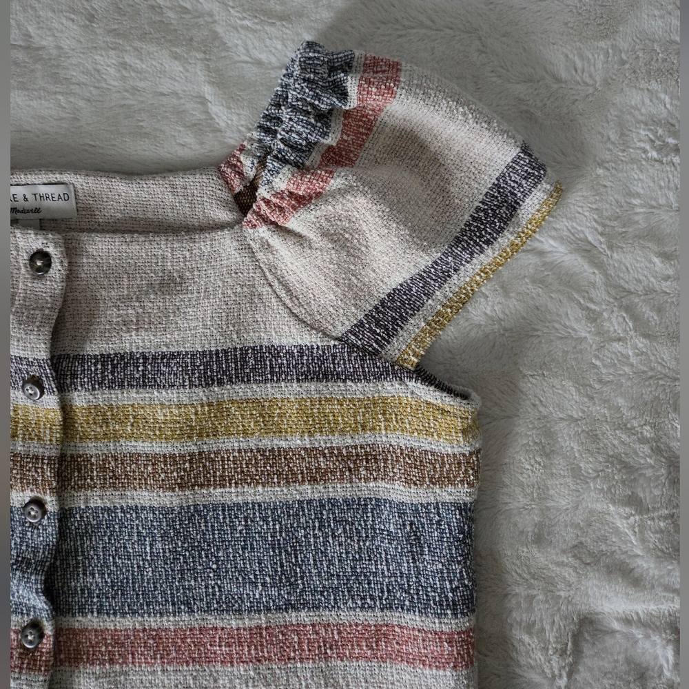 Madewell Texture & Thread Button Front Top In Stripe - Picture 9 of 14